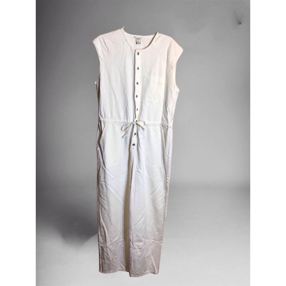 Jordache Women One pice Denim Jumpsuit Sz. Large Cream NWT  Trendy Jumpsuit
